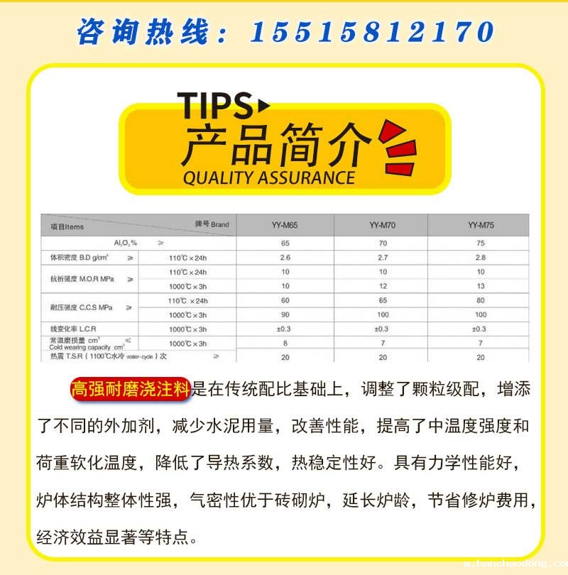 高强耐磨浇注料产品简介